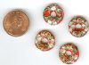 4 16x5mm Red Cloisonné Donuts